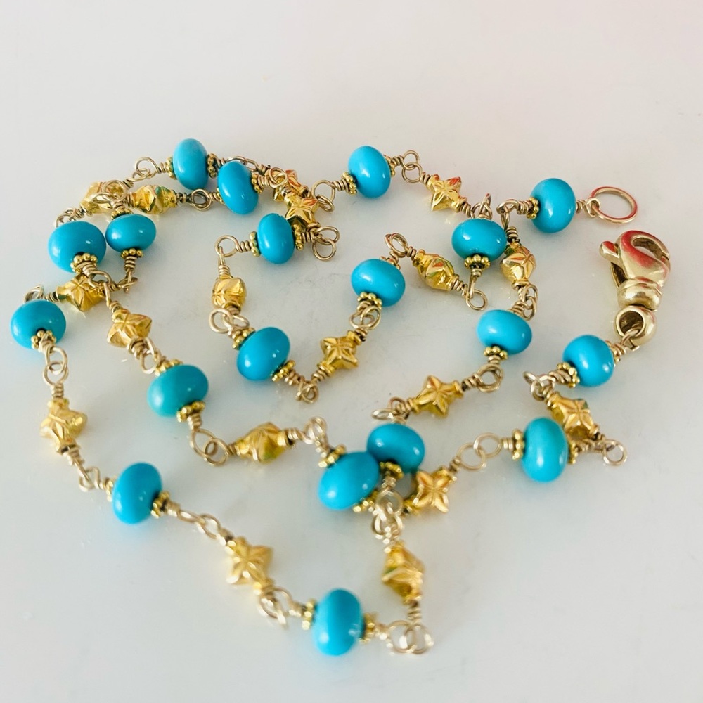 14k-22k Solid Gold Sleeping Beauty Turquoise Necklace